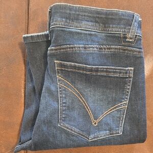 Democracy Boot Cut Jeans in Dark Blue with Contrast Stitching